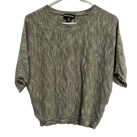 DKNY Jeans Tops - DKNY Jeans Heathered Olive Gray Short Sleeve Relaxed Fit Womens Top Size M